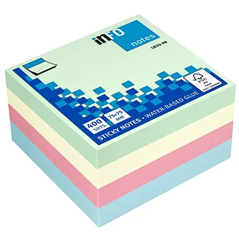 Notiskub 75x75 400bl pastell