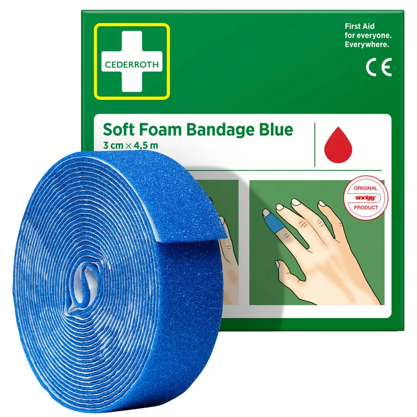 Plåster Soft Foam 3cmx4,5m Blå