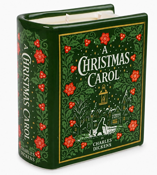 Pulteney Press : A Christmas Carol Candle - Doftljus med två vekar i liten bok av keramik - Apelsin, kanel och kryddnejlika