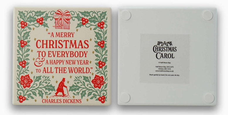Pulteney Press : A Christmas Carol Coaster Box - Set med två juliga glasunderlägg i keramik - 4