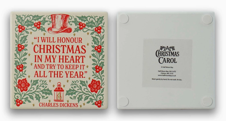 Pulteney Press : A Christmas Carol Coaster Box - Set med två juliga glasunderlägg i keramik - 3