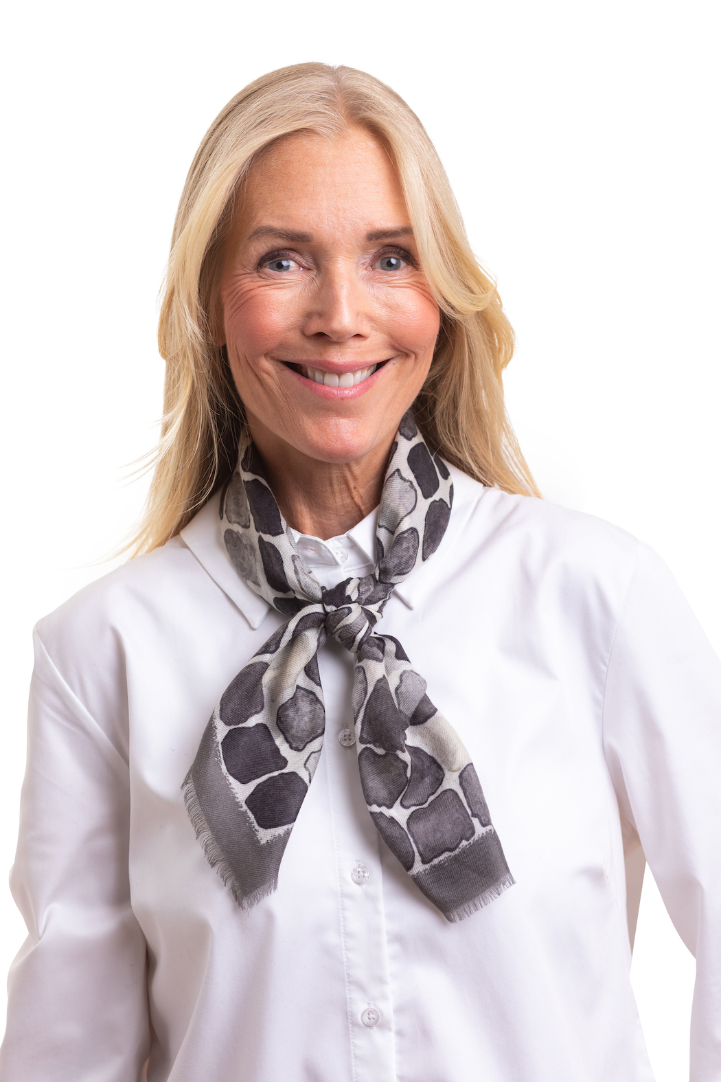 Mönstrad vävd cashmerescarfi 100% cashmere bruna toner  65 x 65cm säljs på Hospitalsgatan