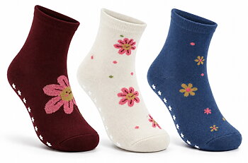 3-Pack Antihalkstrumpor Blommor