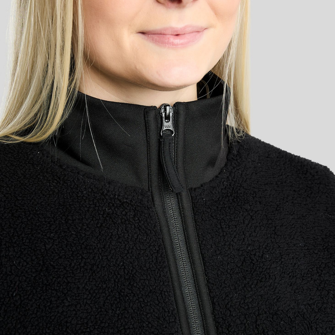 MOEBBA TEDDY PILE FULL ZIP JACKET W. GOLDEN QUARTZ CRYSTAL TAPE - BLACK - 2