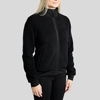 MOEBBA TEDDY PILE FULL ZIP JACKET W. GOLDEN QUARTZ CRYSTAL TAPE - BLACK