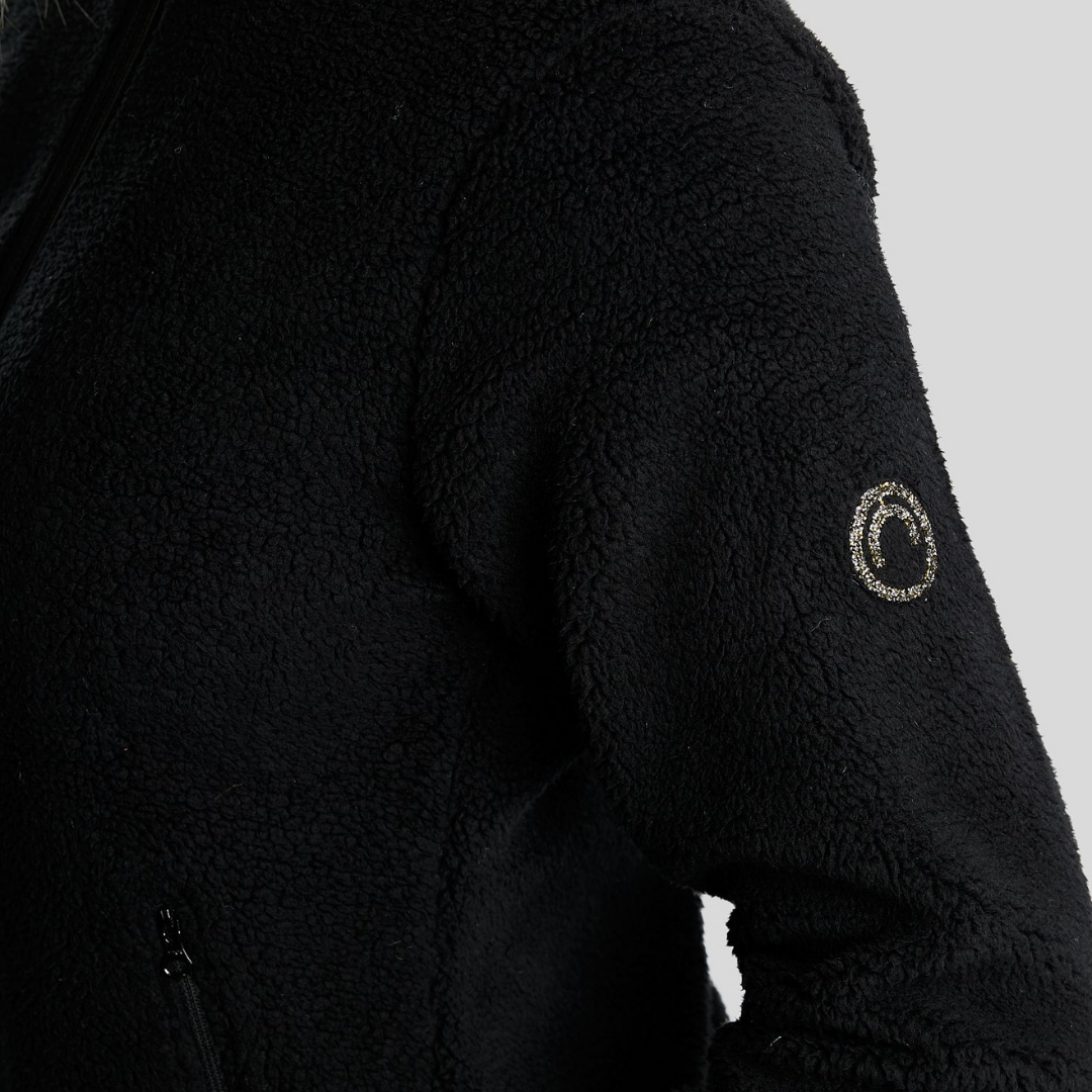 MOEBBA TEDDY PILE FULL ZIP JACKET W. GOLDEN QUARTZ CRYSTAL TAPE - BLACK - 4
