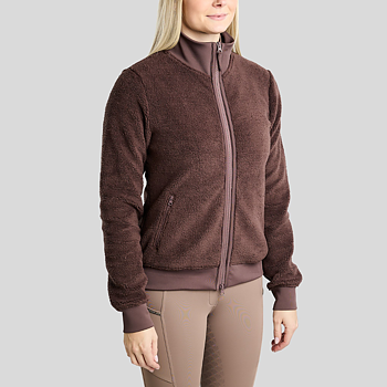MOEBBA TEDDY PILE FULL ZIP JACKET W. GOLDEN QUARTZ CRYSTAL TAPE - BLACK PEONY