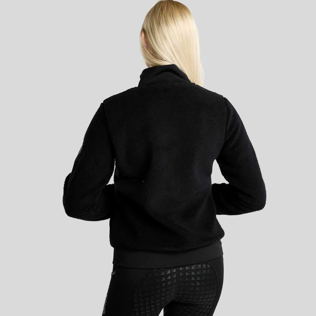 MOEBBA TEDDY PILE FULL ZIP JACKET W. GOLDEN QUARTZ CRYSTAL TAPE - BLACK - 5