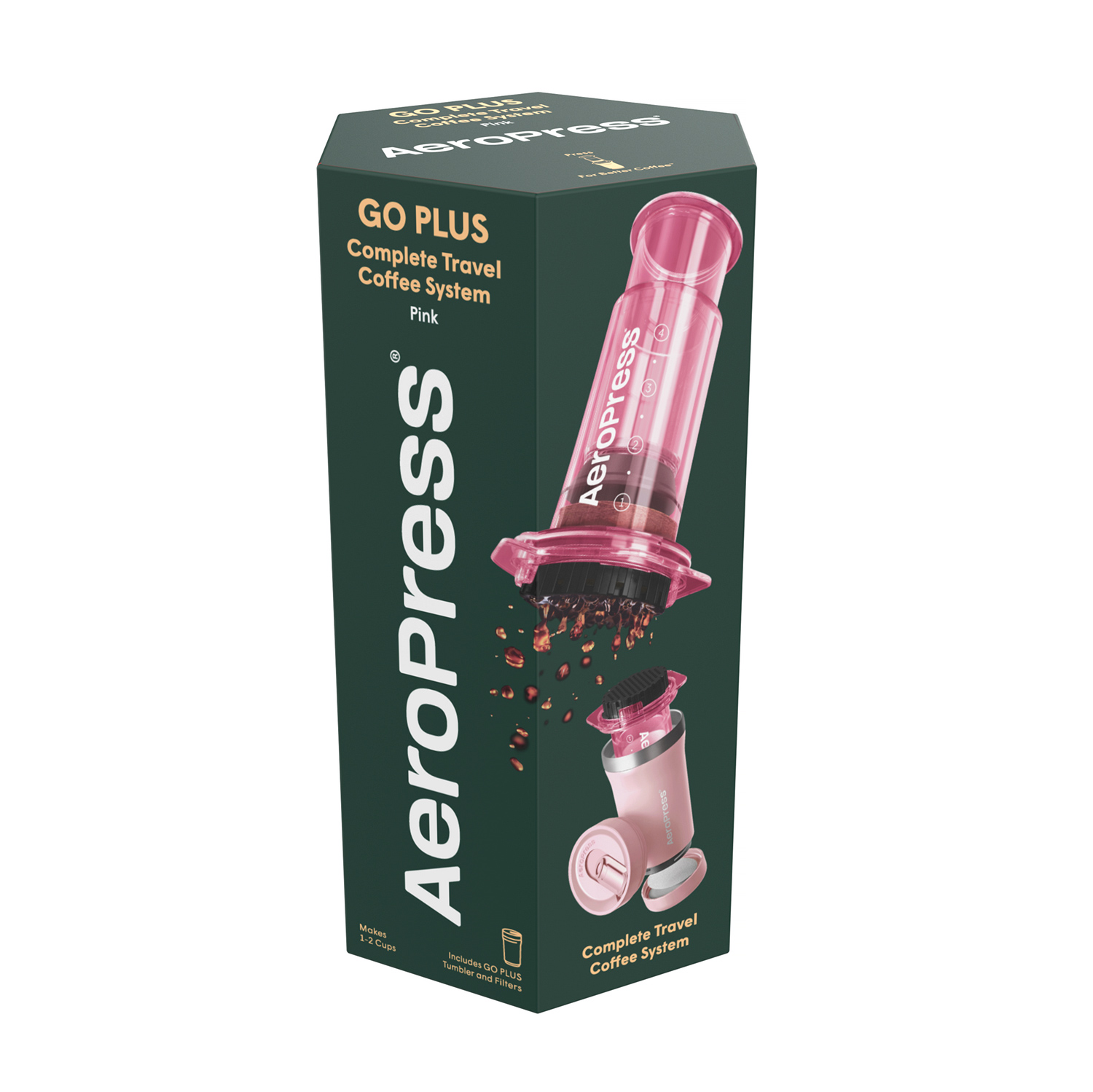 Aeropress GO PLUS - PINK - Kaffepress med behållare - 8