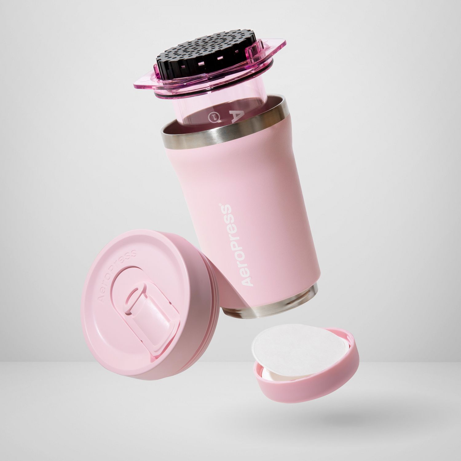 Aeropress GO PLUS - PINK - Kaffepress med behållare - 7