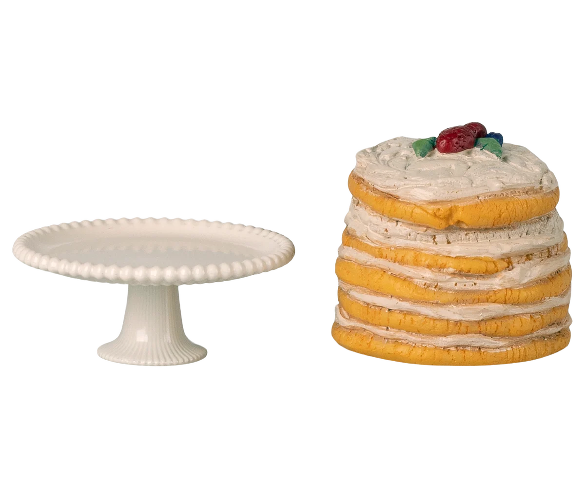 Maileg - Festtårta och tårtfat - Vit - 4