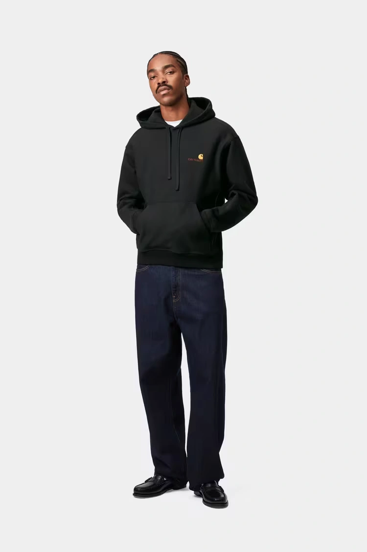 Carhartt WIP Hooded American Script Sweatshirt Black - 4