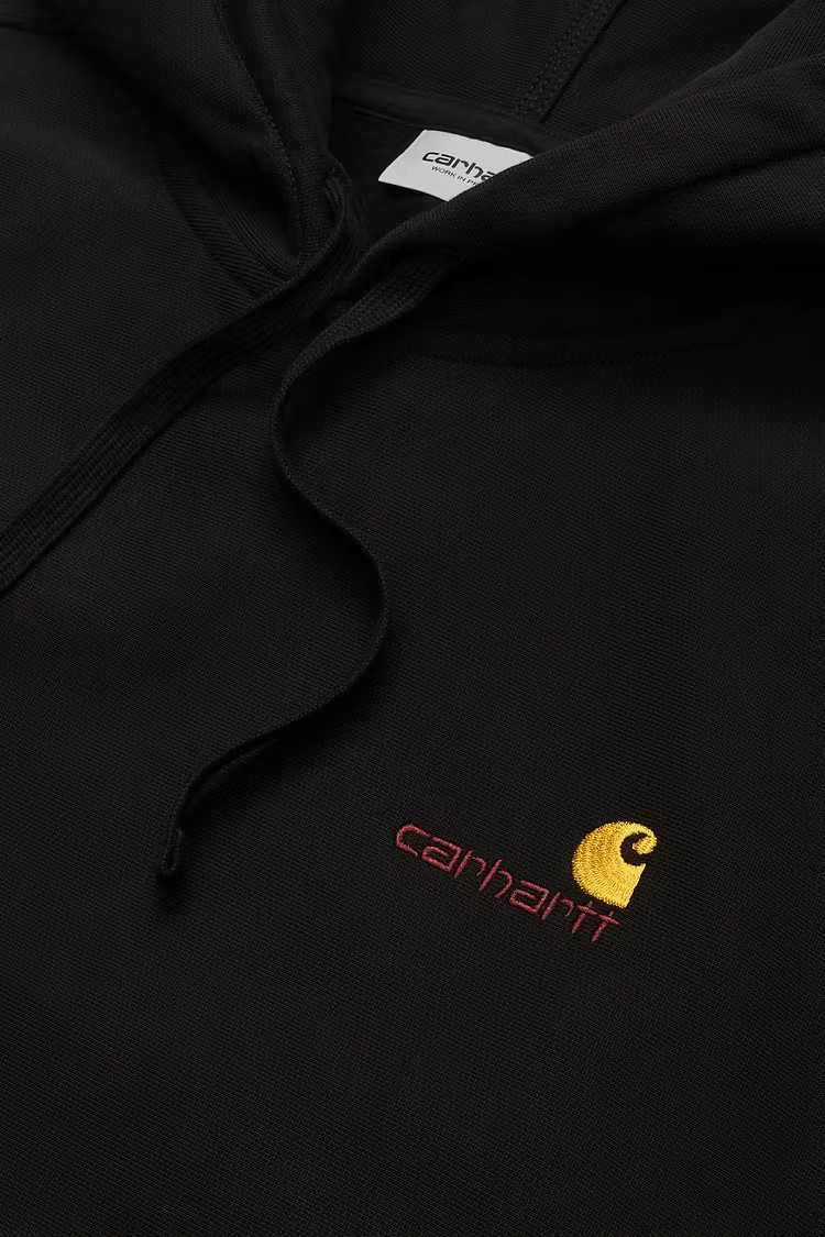 Carhartt WIP Hooded American Script Sweatshirt Black - 6