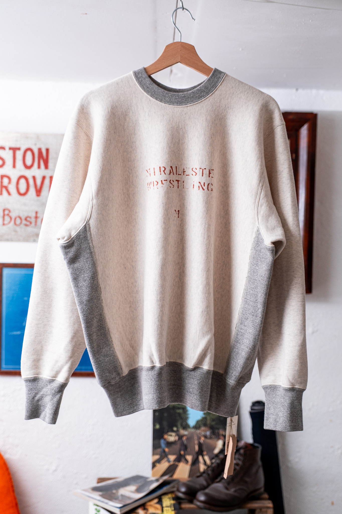 Orslow - 03-0030-P66 Heavyweight Two Tone Sweatshirt Ecru with Print
