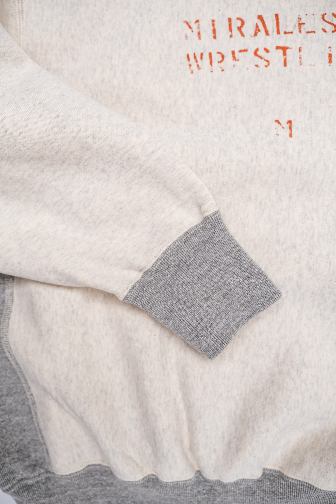 Orslow - 03-0030-P66 Heavyweight Two Tone Sweatshirt Ecru with Print - 7