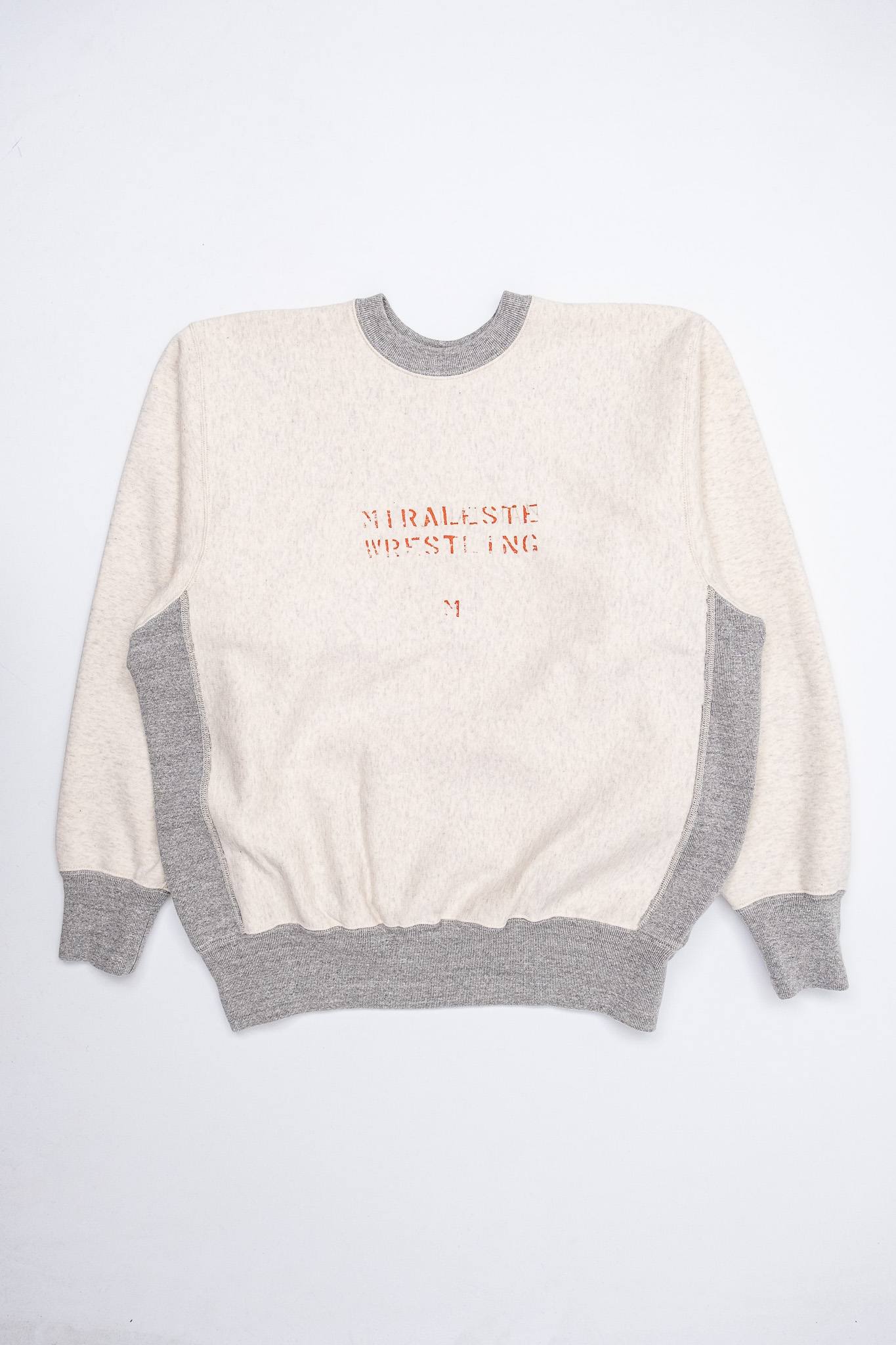 Orslow - 03-0030-P66 Heavyweight Two Tone Sweatshirt Ecru with Print - 3