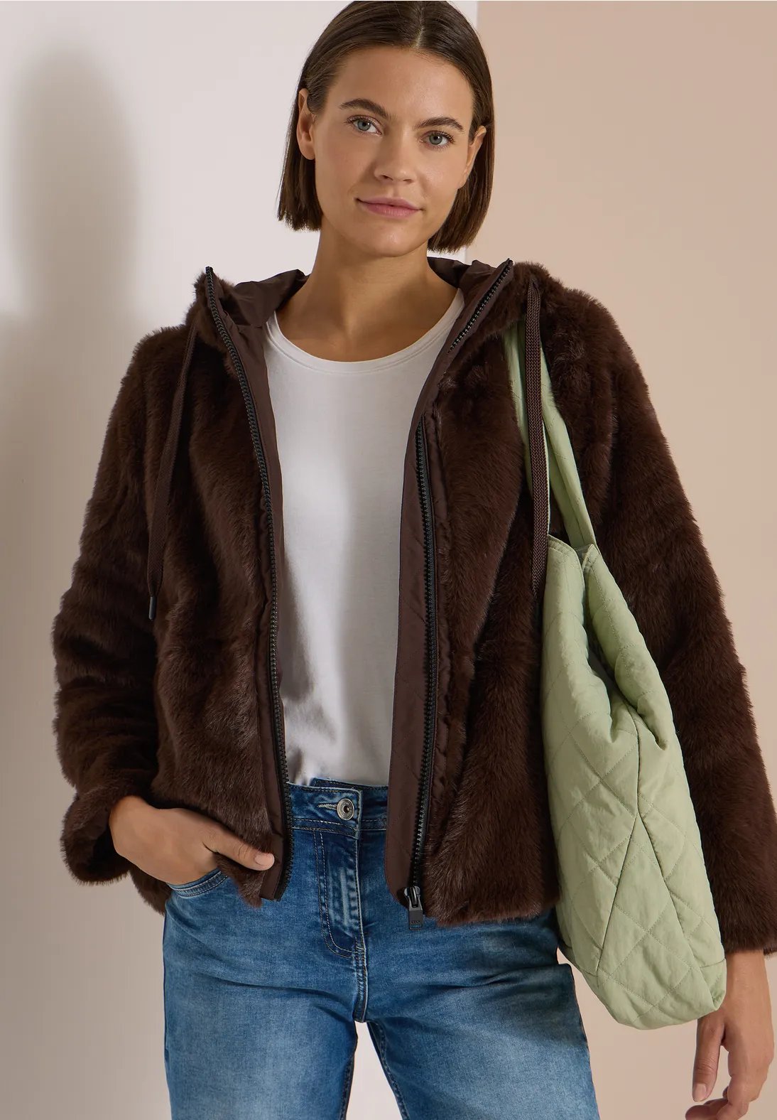 TOS Fur Matmix Jacket - Chocolate - Cecil