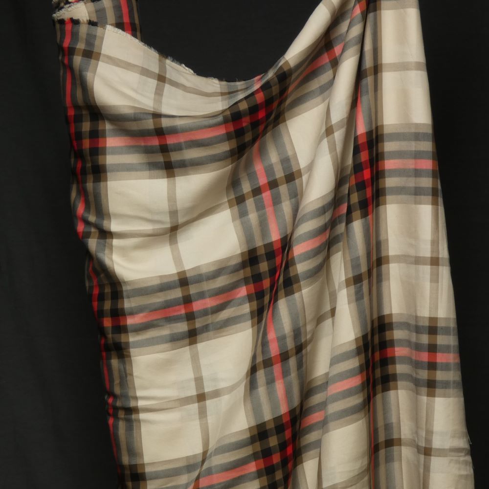 Tartanruta bomull, beige/röd/svart