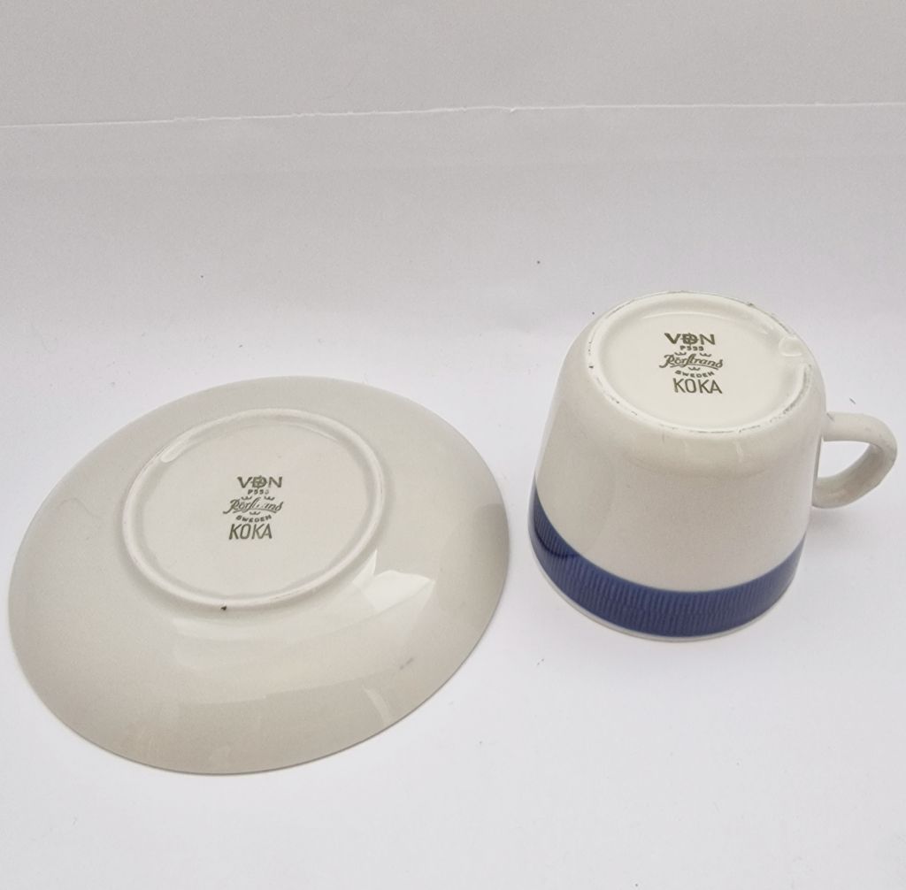 Koka blå kaffekopp med fat - 3