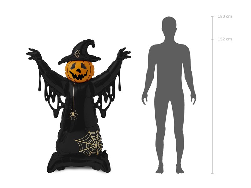 XXL fågelskrämma Halloweenballong 152 cm jämförd med vuxen