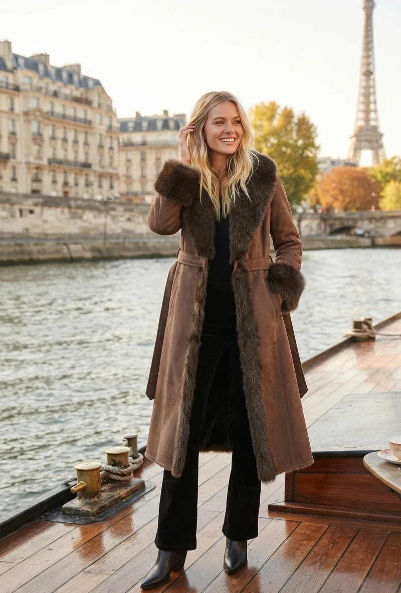 Derhy  - Galice Long Fakefur Coat Brown - 3