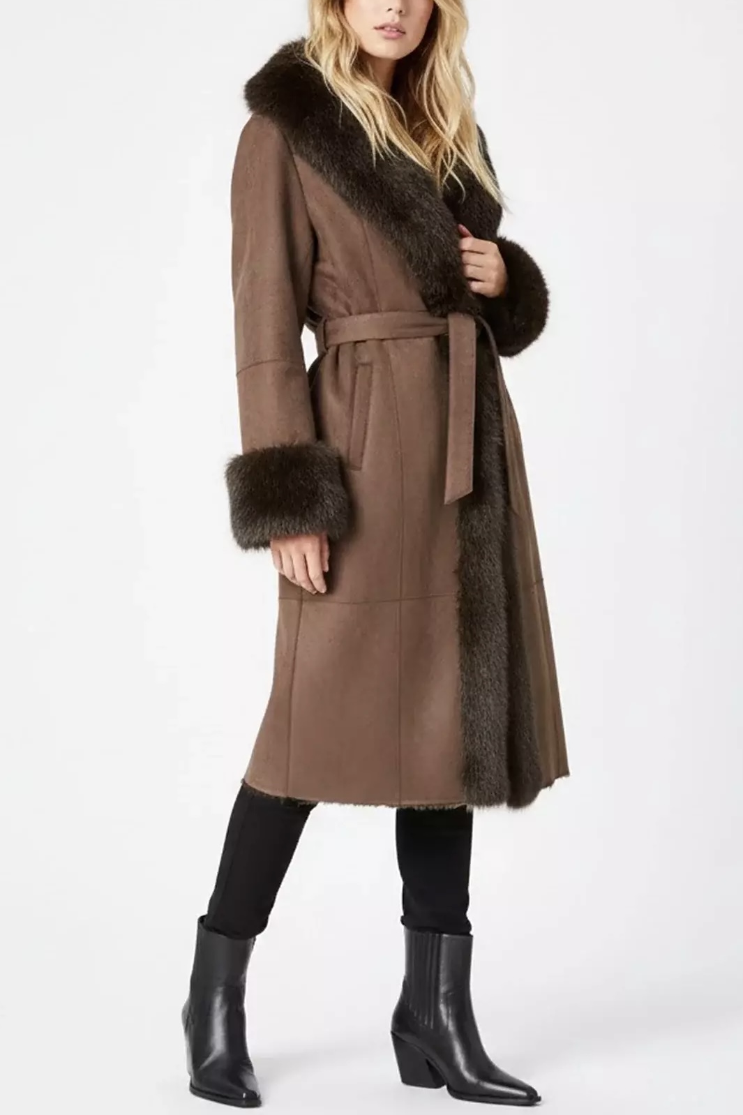 Derhy  - Galice Long Fakefur Coat Brown