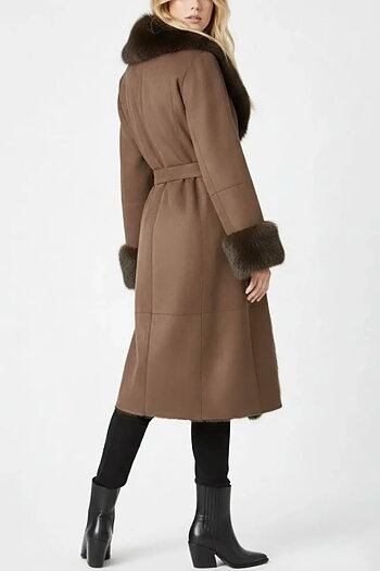 Derhy  - Galice Long Fakefur Coat Brown