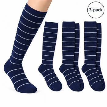 Randiga stödstrumpor med smala ränder, 3-pack