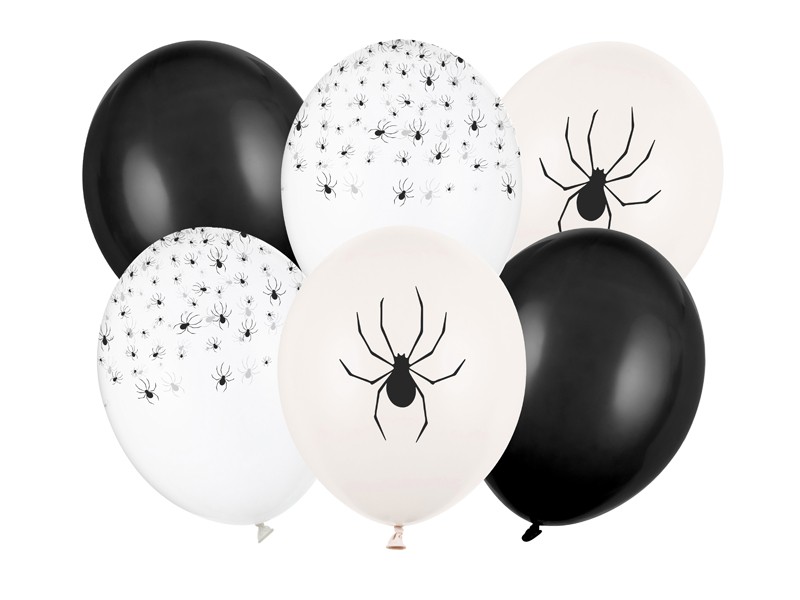 Halloweenballonger med spindlar 30 cm 6-pack