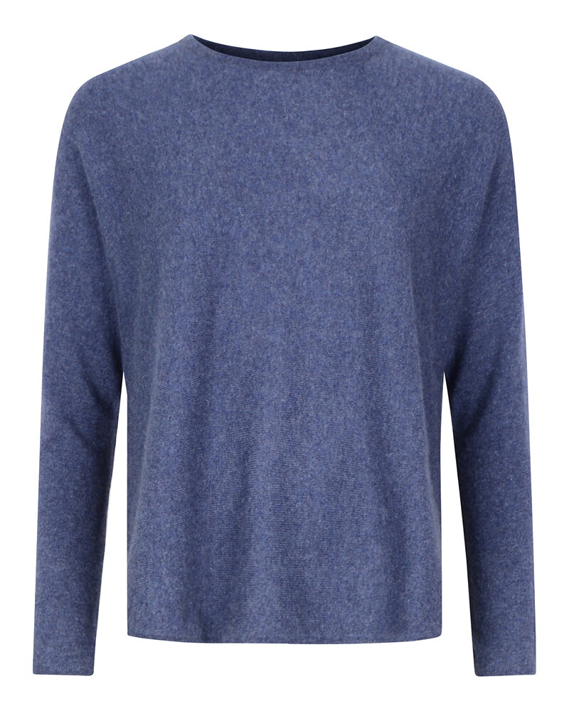 Kashmirjumper curved denimblå