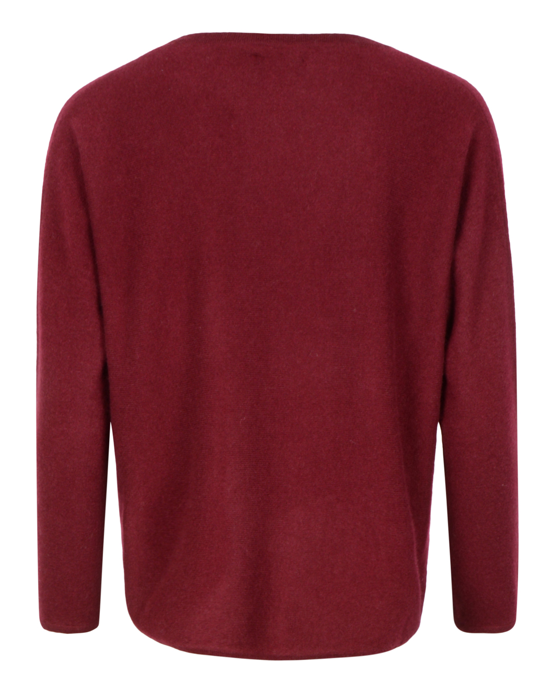 Kashmirjumper curved v-ringad vinröd - 2