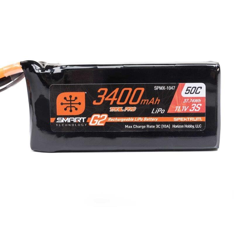 Spektrum Accessories 11.1V 3400mAh 3S 50C Smart G2 Trail Pro LiPo Battery: IC3 - 3