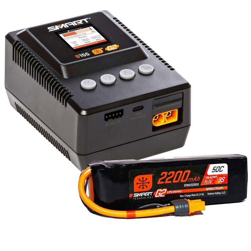 Spektrum Accessories Smart Powstage Air Bundle: G2 2200mAh 3S LiPo IC3&S155 Char - 10