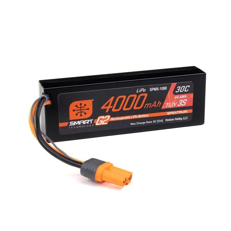 Spektrum Accessories 11.1V 4000mAh 3S 30C Smart G2 Hardcase LiPo Battery: IC5 - 2