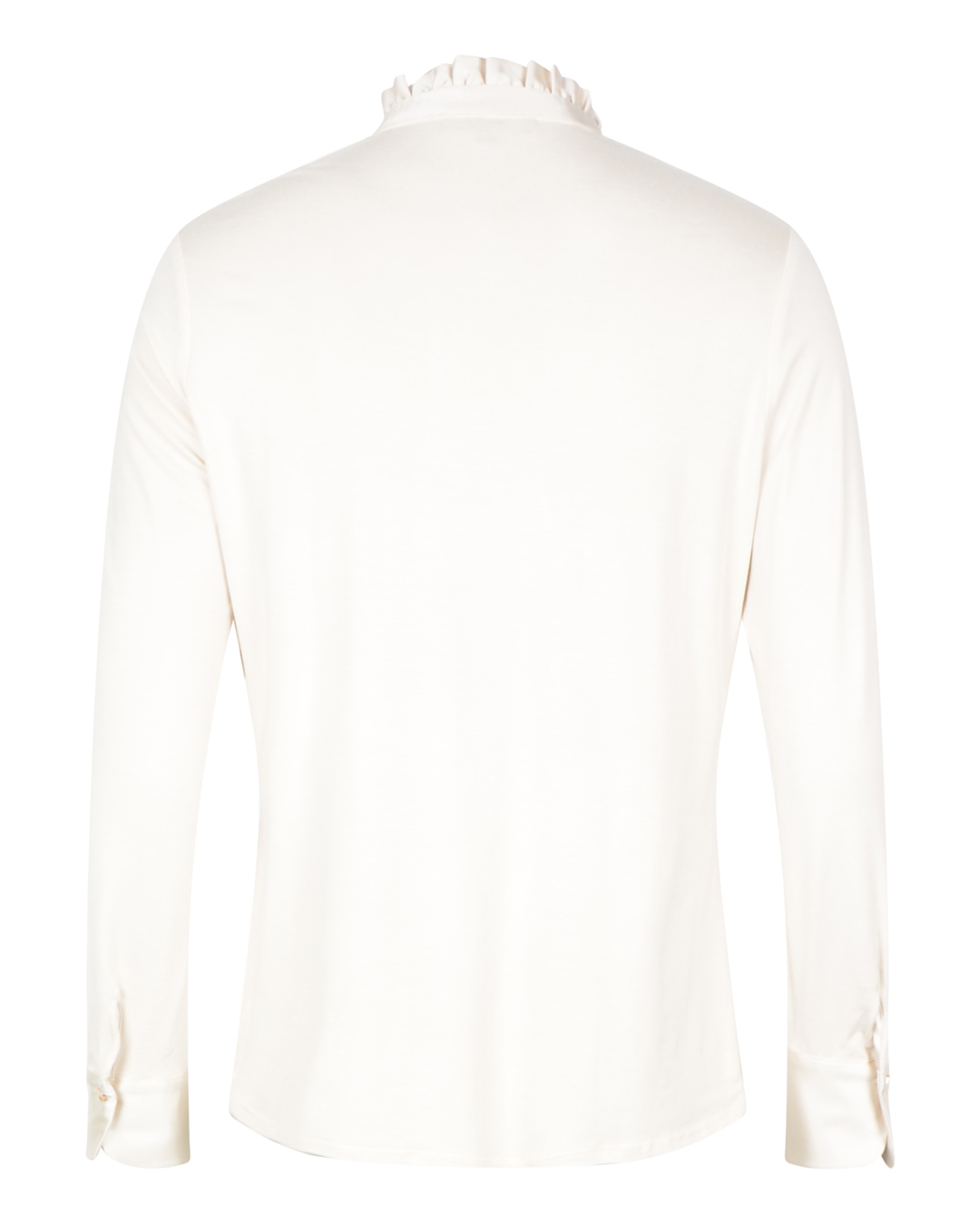 Blus Andria trikå volangkrage ljusbeige - 2