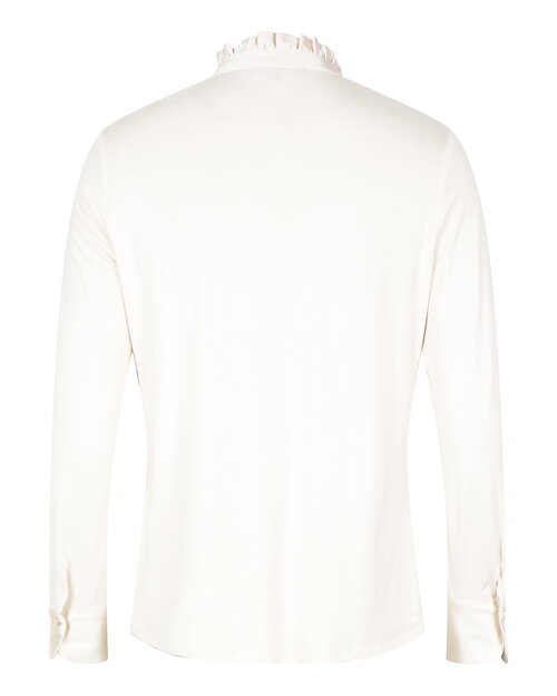 Blus Andria trikå volangkrage ljusbeige - 2