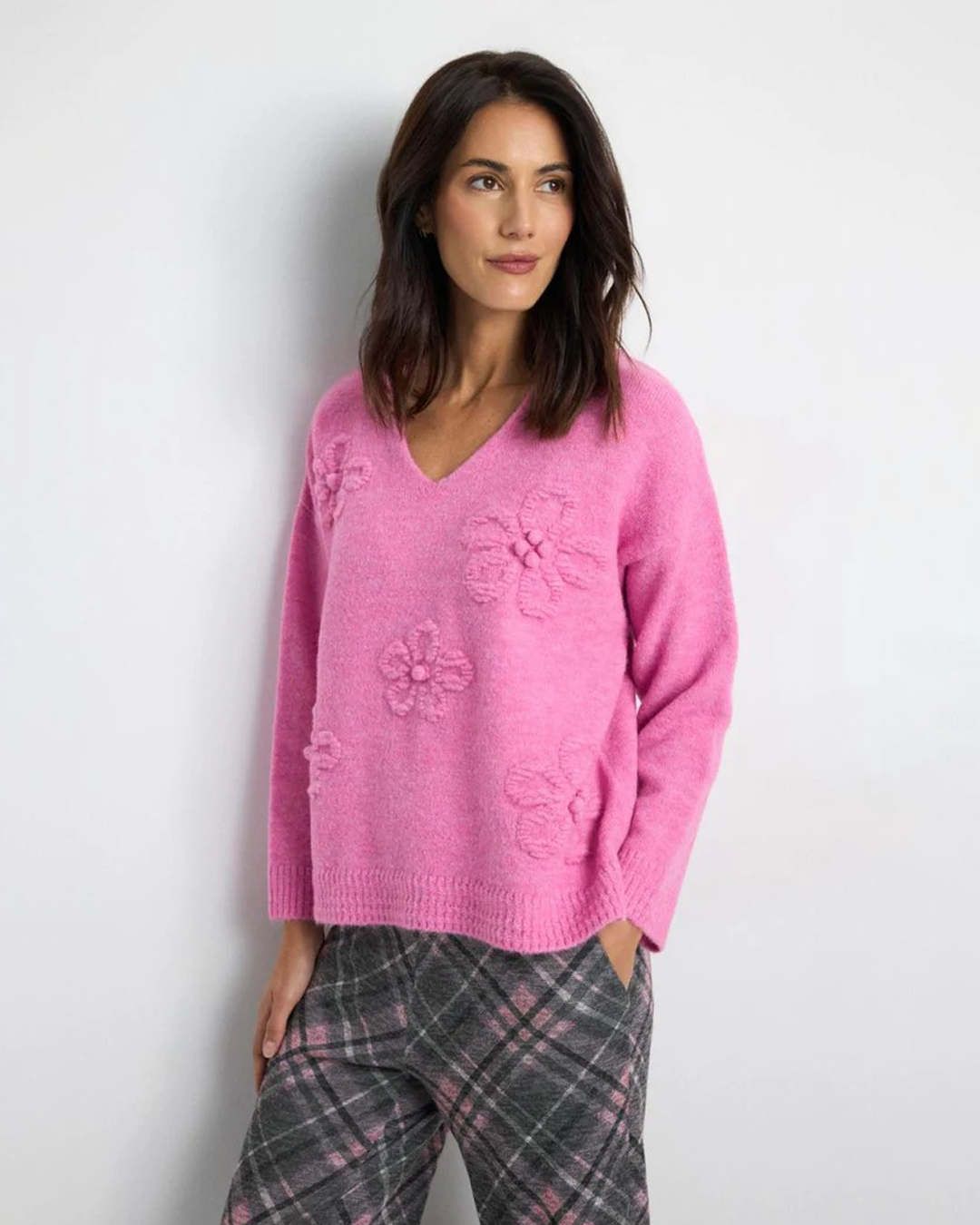 Jumper Anora med blommor rosa