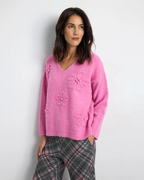 Jumper Anora med blommor rosa