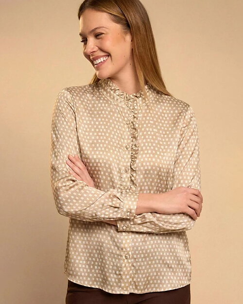 Blus Calafel mönstrad ljusbeige/offwhite - 3