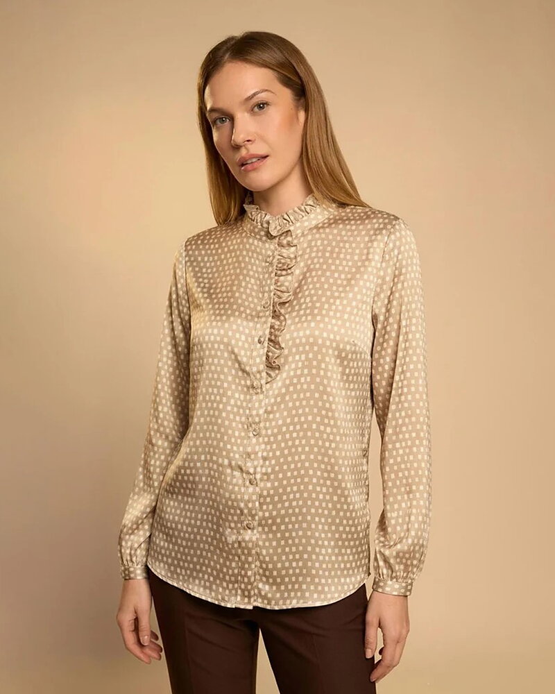 Blus Calafel mönstrad ljusbeige/offwhite
