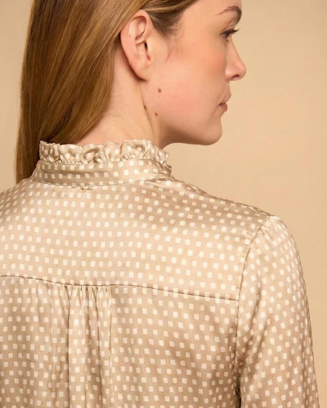 Blus Calafel mönstrad ljusbeige/offwhite - 2