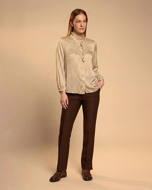 Blus Calafel mönstrad ljusbeige/offwhite - 5