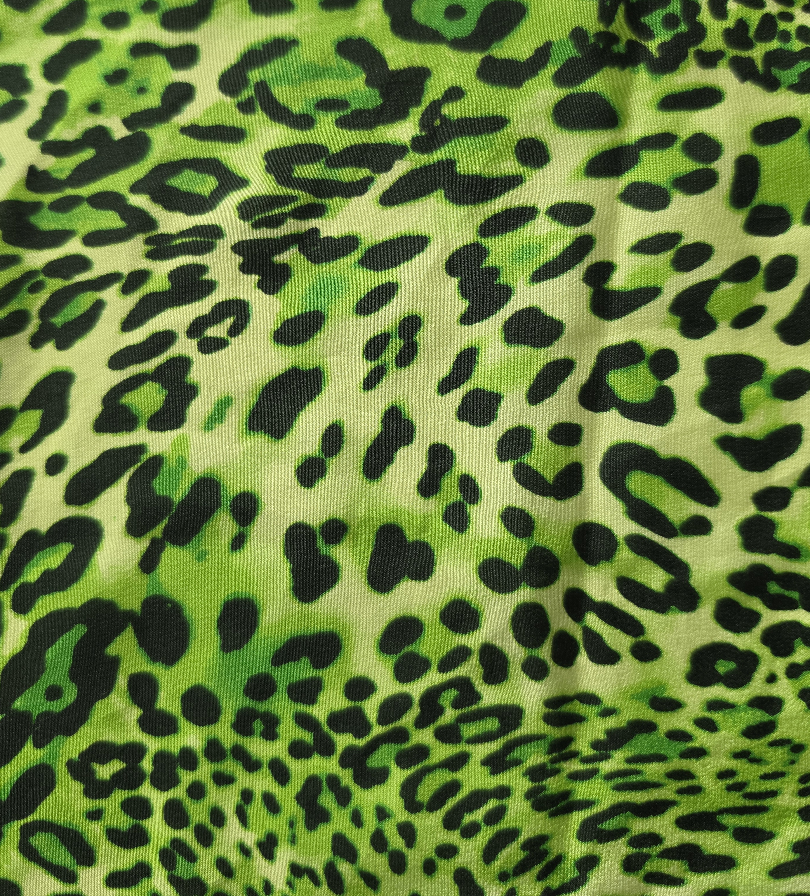 Grön leopardmönstrad sidenscarf ca 50x50 cm, Secondhand - 3