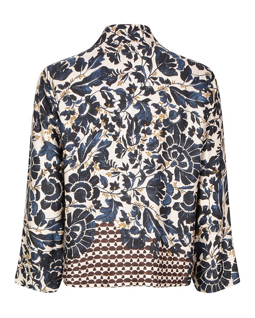 Skjortblus Fresko blommig blå/beige/brun - 4