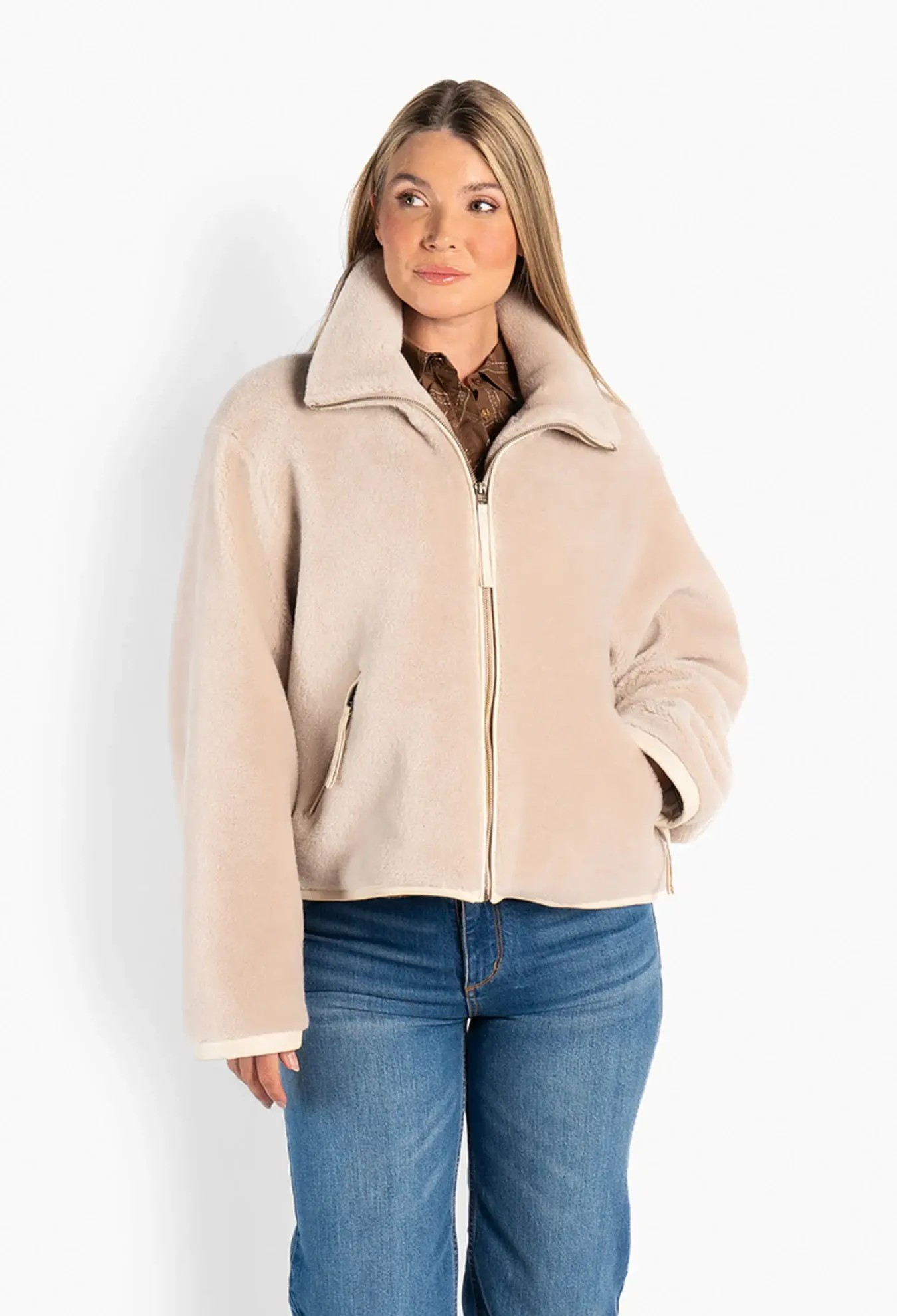 Kellie Shearling Jacket - Beige - HÉST