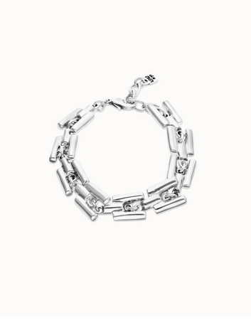 Link bracelet with cylindrical pieces