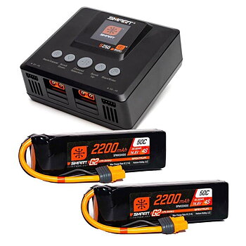 Spektrum Smart Pwrstage Air Bundle:G2 2200mAh 4S 50C LiPo IC3 & S250 Charger (2)