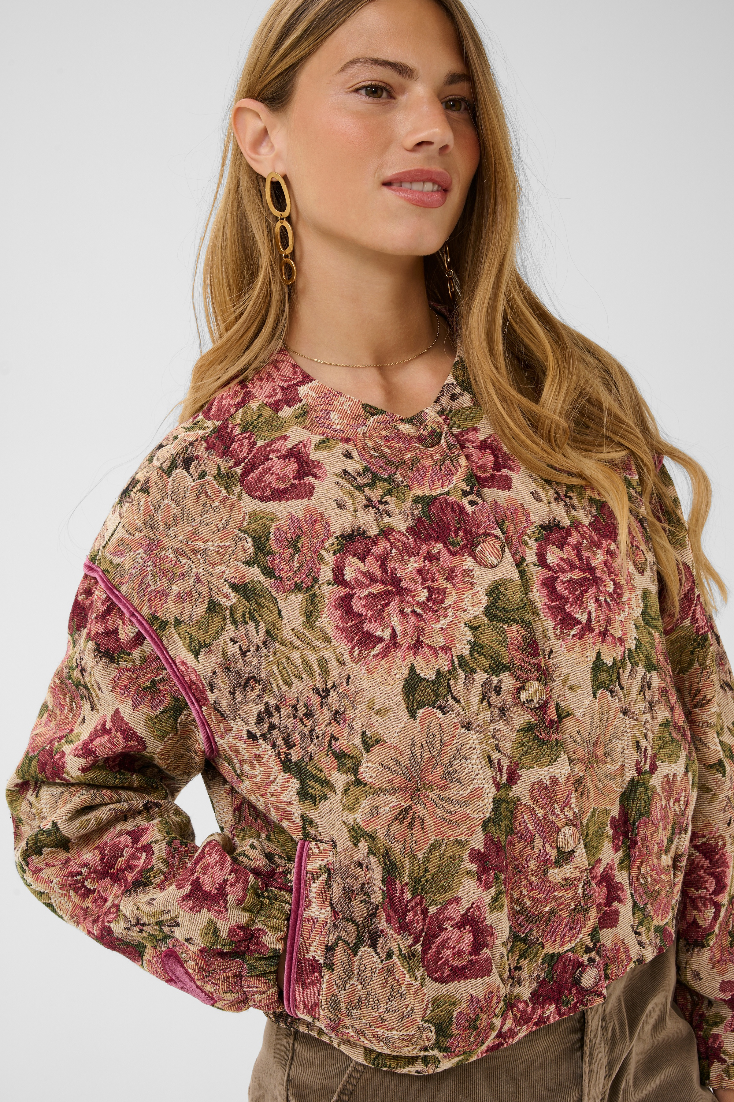 CRPetula Jacket Vintage Roses  Kort Brokadjacka