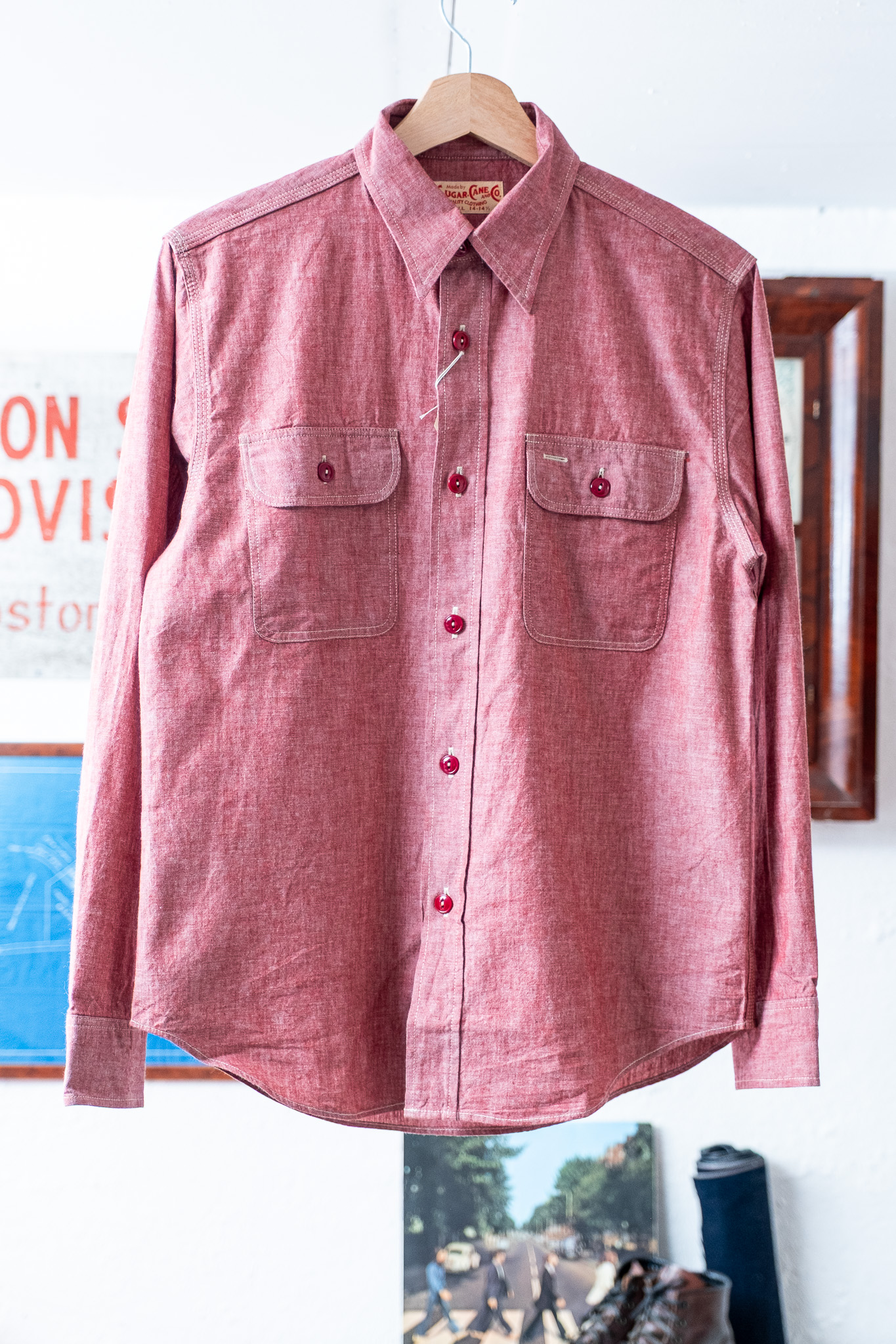 Sugar Cane - SC29682 Red Chambray Work Shirt