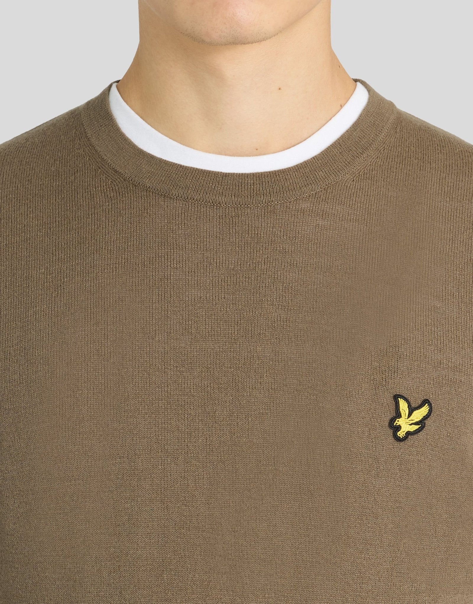Lyle & Scott - Cotton Merino Crew - Khaki Ash - 3